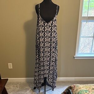 Elegant navy and White Patterned Women's Dress